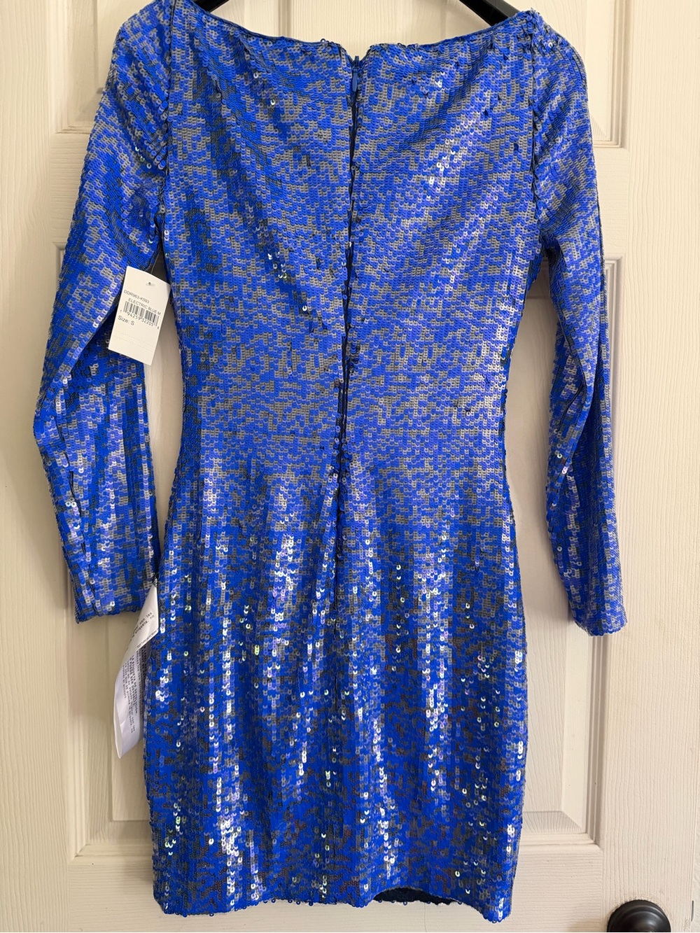 Dress the Population Electric Blue with Silver Sequin Long-Sleeve Mini Dress - Picture 3 of 6